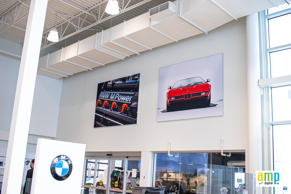 SEG fabric frame in car dealership